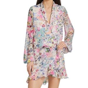 Rococo Sand floral wrap minidress NWT from Brittany Aldean closet shop